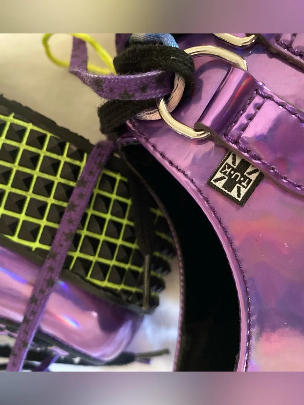 T.U.K. X Dolls Kill Iridescent Purple Creepers Platform Pastel Goth Size W8 M6
